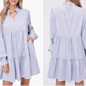 Tiered long sleeve babydoll minidress